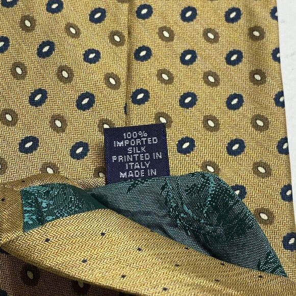 Tommy Hilfiger Tie Men's Beige Geometric 100% Silk 58.5" x 4" USA Y2K - Picture 5 of 7